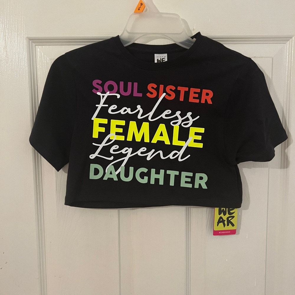 ZUMBA BLACK Daughter crop top youth Size M new!!